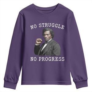 Frederick Douglass Quote Youth Sweatshirt No Struggle No Progress TS12 Purple Print Your Wear