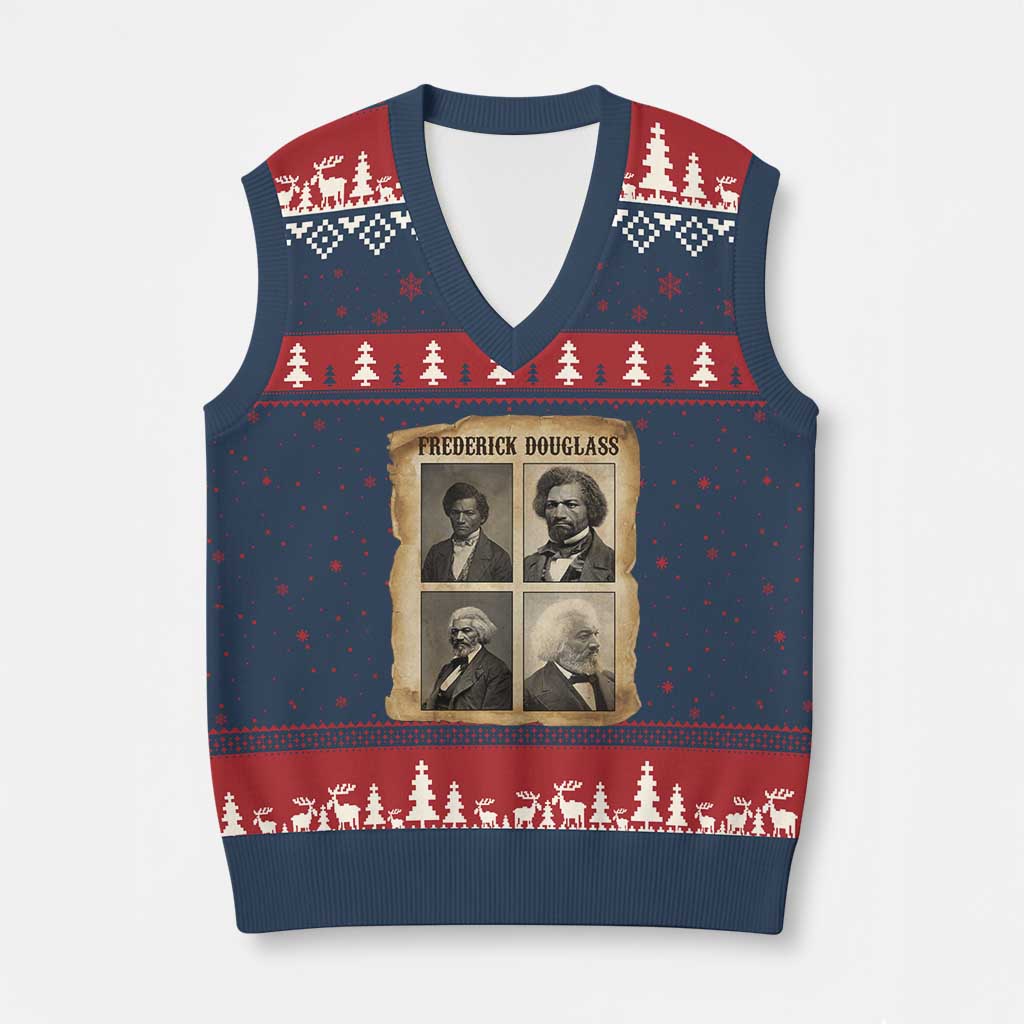 The Life Of Frederick Douglass V-Neck Knit Sweater Vest Historical Black History TS12 Navy Red Print Your Wear