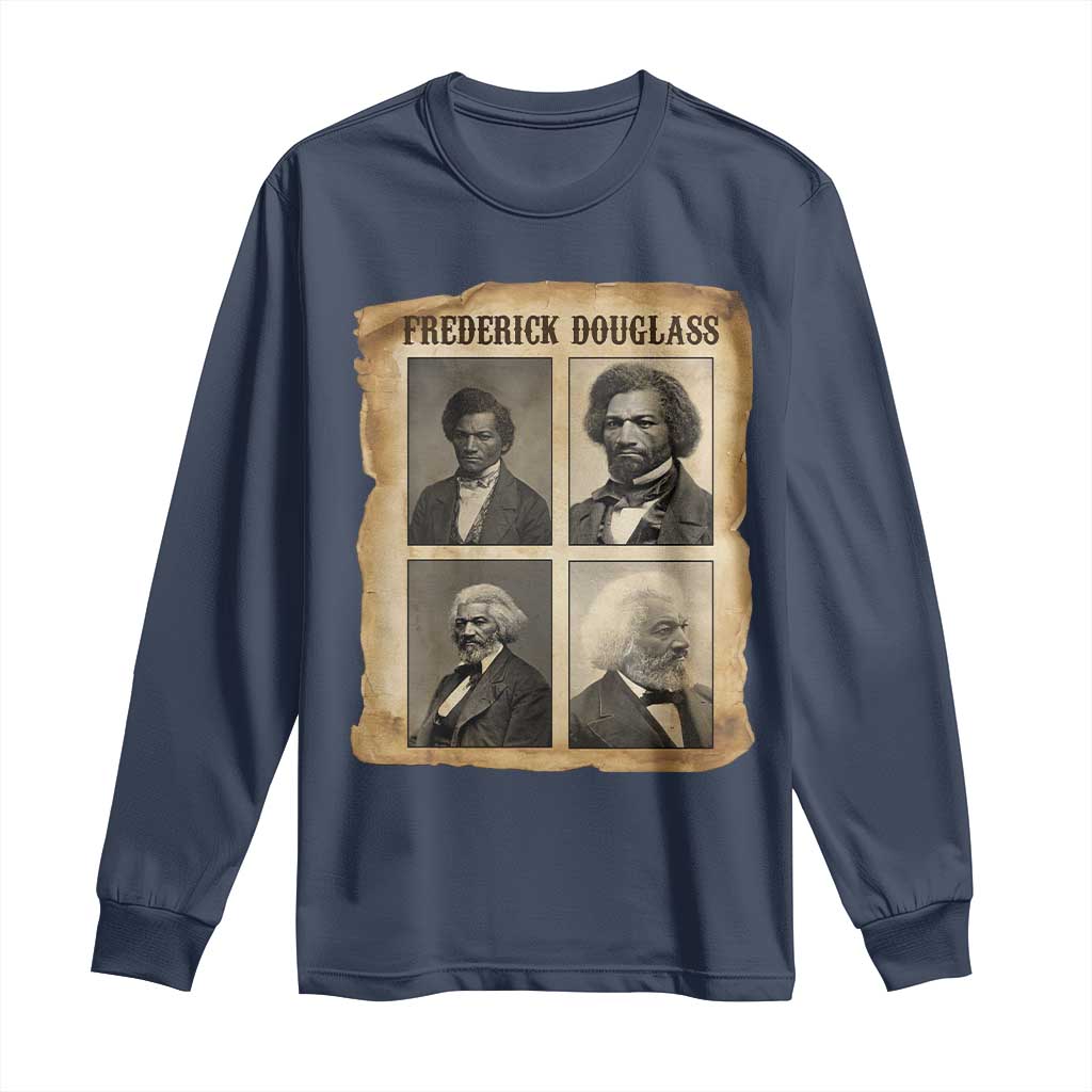 The Life Of Frederick Douglass Long Sleeve Shirt Historical Black History TS12 Navy Print Your Wear
