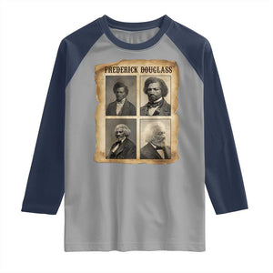 The Life Of Frederick Douglass Raglan Shirt Historical Black History TS12 Sport Gray Navy Print Your Wear