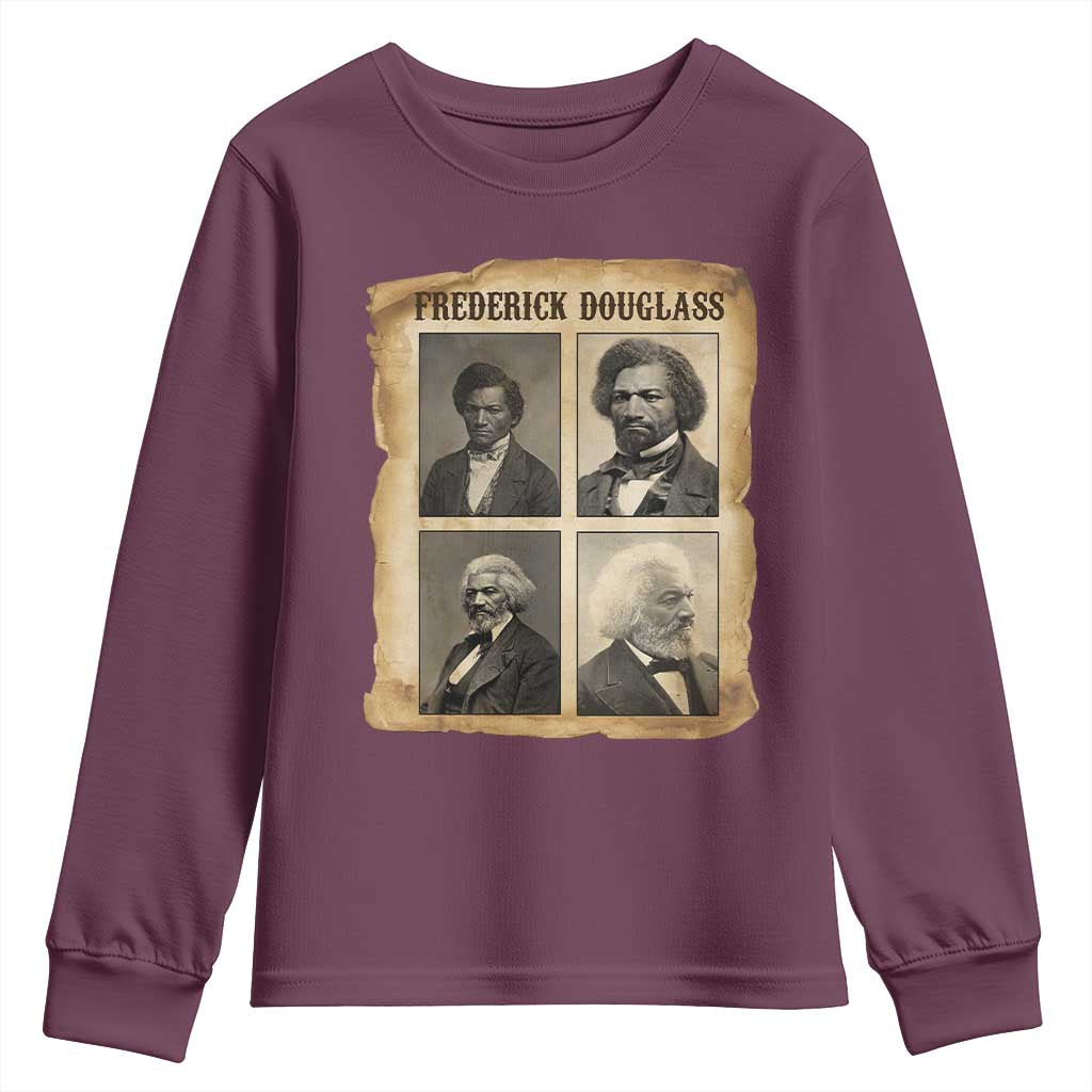 The Life Of Frederick Douglass Youth Sweatshirt Historical Black History TS12 Maroon Print Your Wear