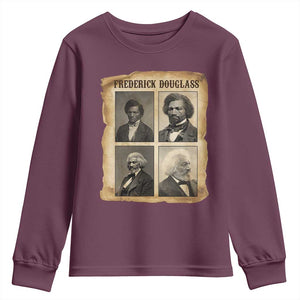 The Life Of Frederick Douglass Youth Sweatshirt Historical Black History TS12 Maroon Print Your Wear