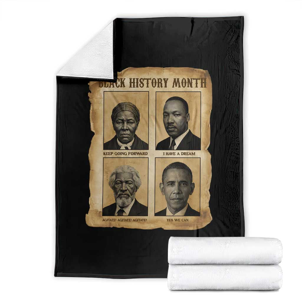 Vintage Black History Heroes Throw Blanket Strong Black Pride TS12 Black Print Your Wear