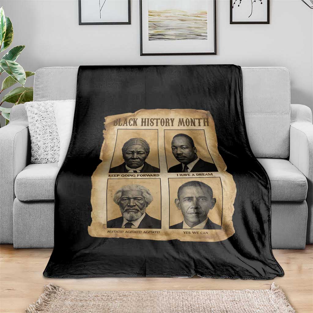 Vintage Black History Heroes Throw Blanket Strong Black Pride TS12 Print Your Wear