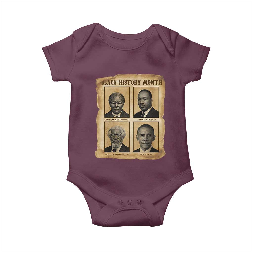 Vintage Black History Heroes Baby Onesie Strong Black Pride TS12 Maroon Print Your Wear
