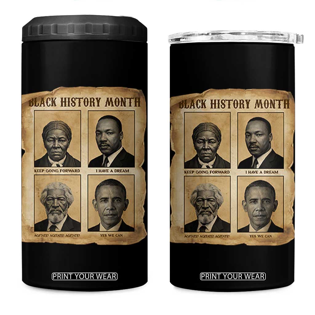 Vintage Black History Heroes 4 in 1 Can Cooler Tumbler Strong Black Pride TS12 One Size: 16 oz Black Print Your Wear