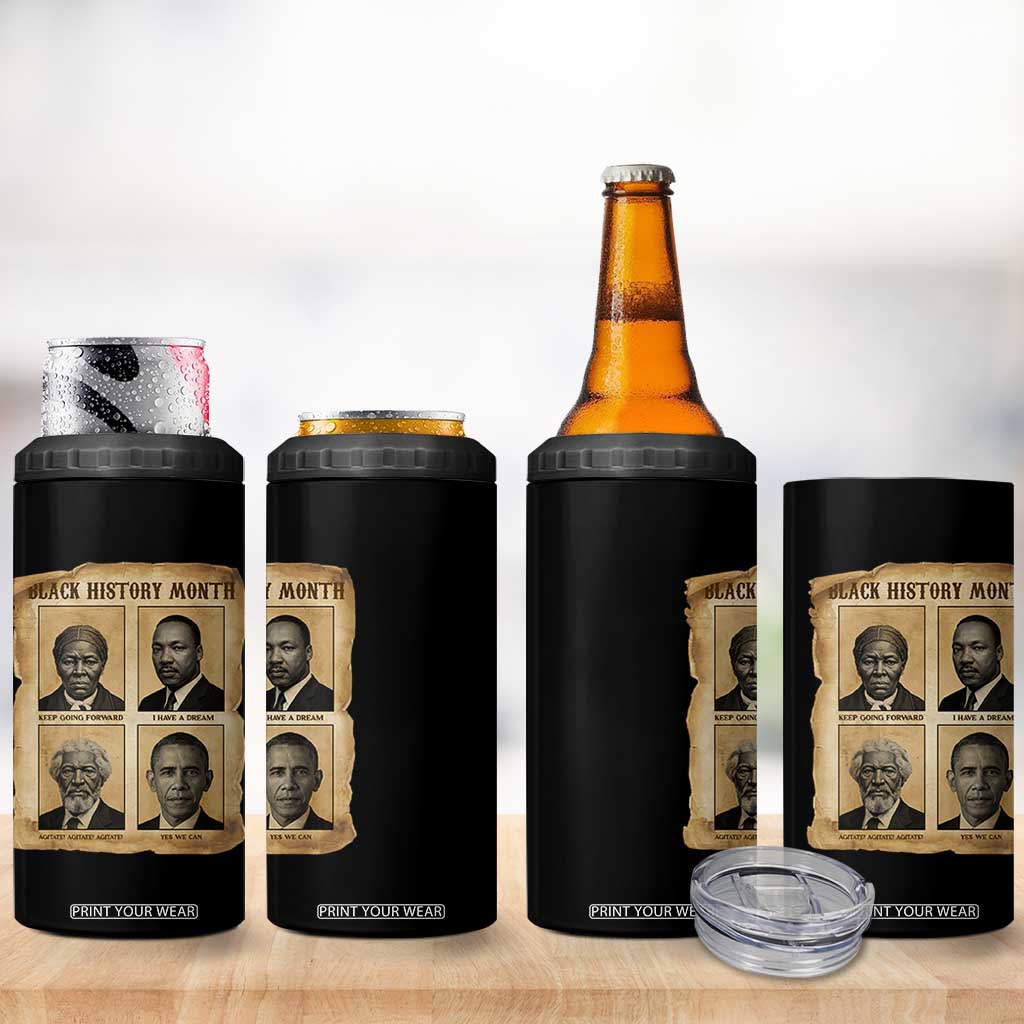 Vintage Black History Heroes 4 in 1 Can Cooler Tumbler Strong Black Pride TS12 Print Your Wear