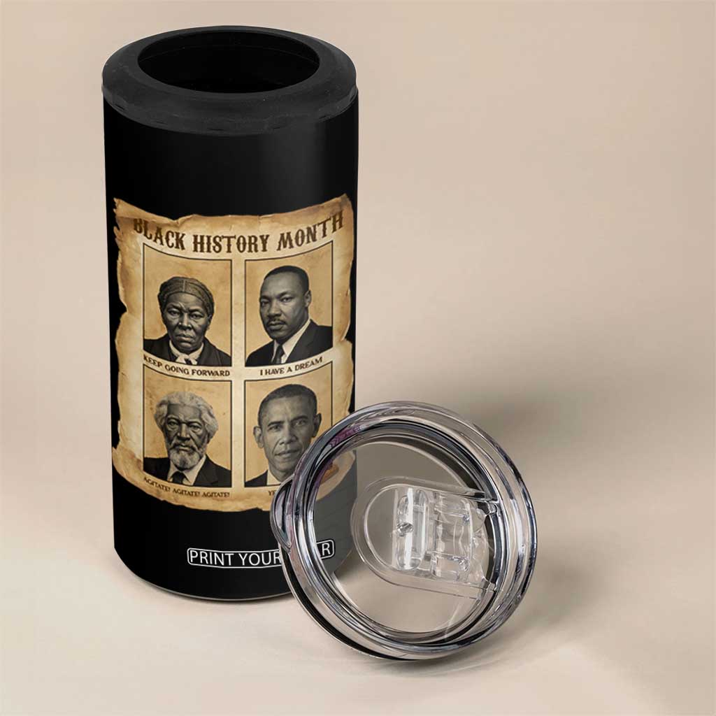 Vintage Black History Heroes 4 in 1 Can Cooler Tumbler Strong Black Pride TS12 Print Your Wear