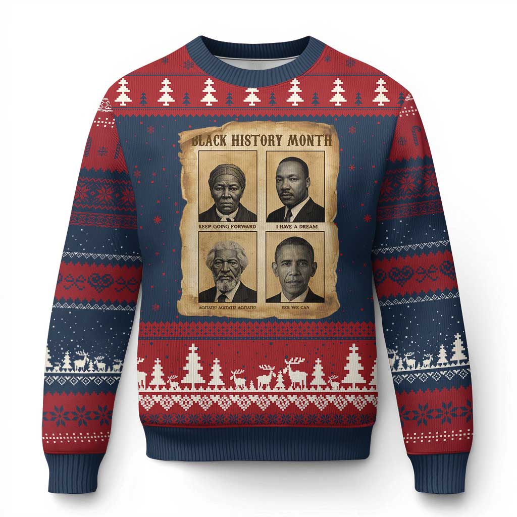 Vintage Black History Heroes Ugly Christmas Sweater Strong Black Pride TS12 Navy Red Print Your Wear