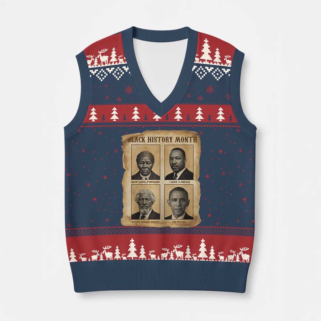 Vintage Black History Heroes V-Neck Knit Sweater Vest Strong Black Pride TS12 Navy Red Print Your Wear