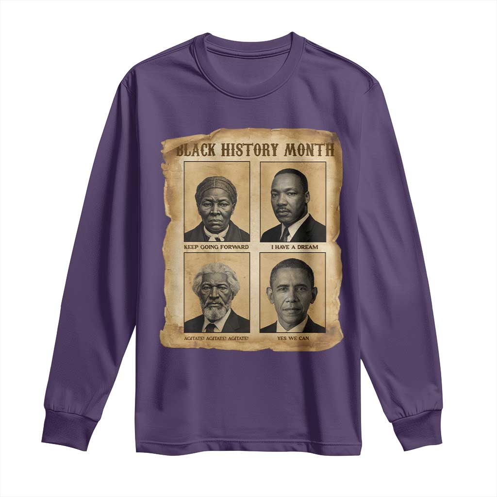 Vintage Black History Heroes Long Sleeve Shirt Strong Black Pride TS12 Purple Print Your Wear