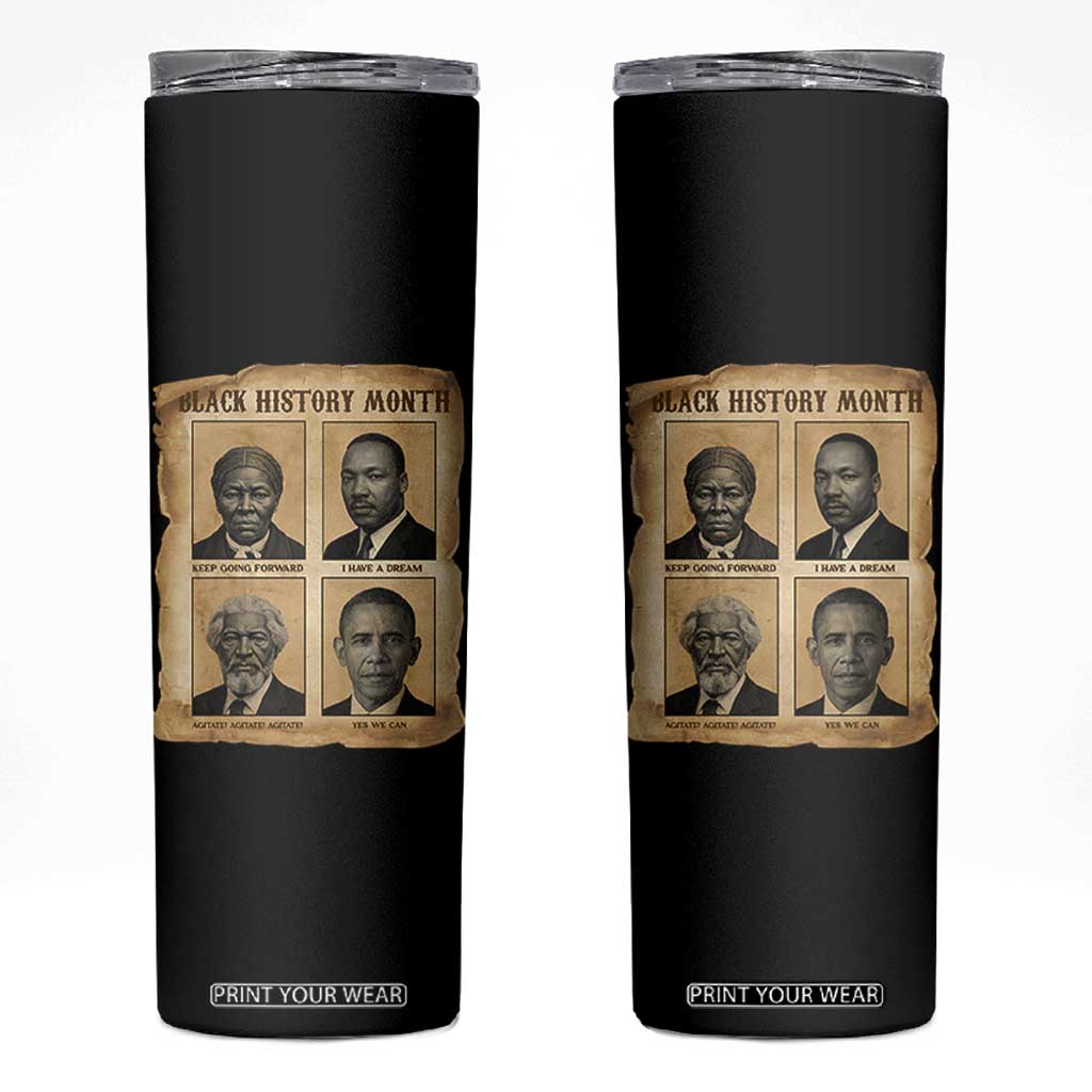 Vintage Black History Heroes Skinny Tumbler Strong Black Pride TS12 Black Print Your Wear