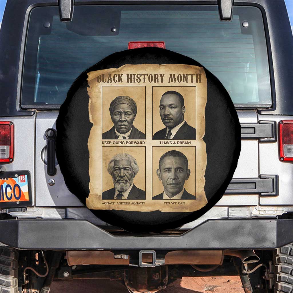 Vintage Black History Heroes Spare Tire Cover Strong Black Pride TS12 No hole Black Print Your Wear