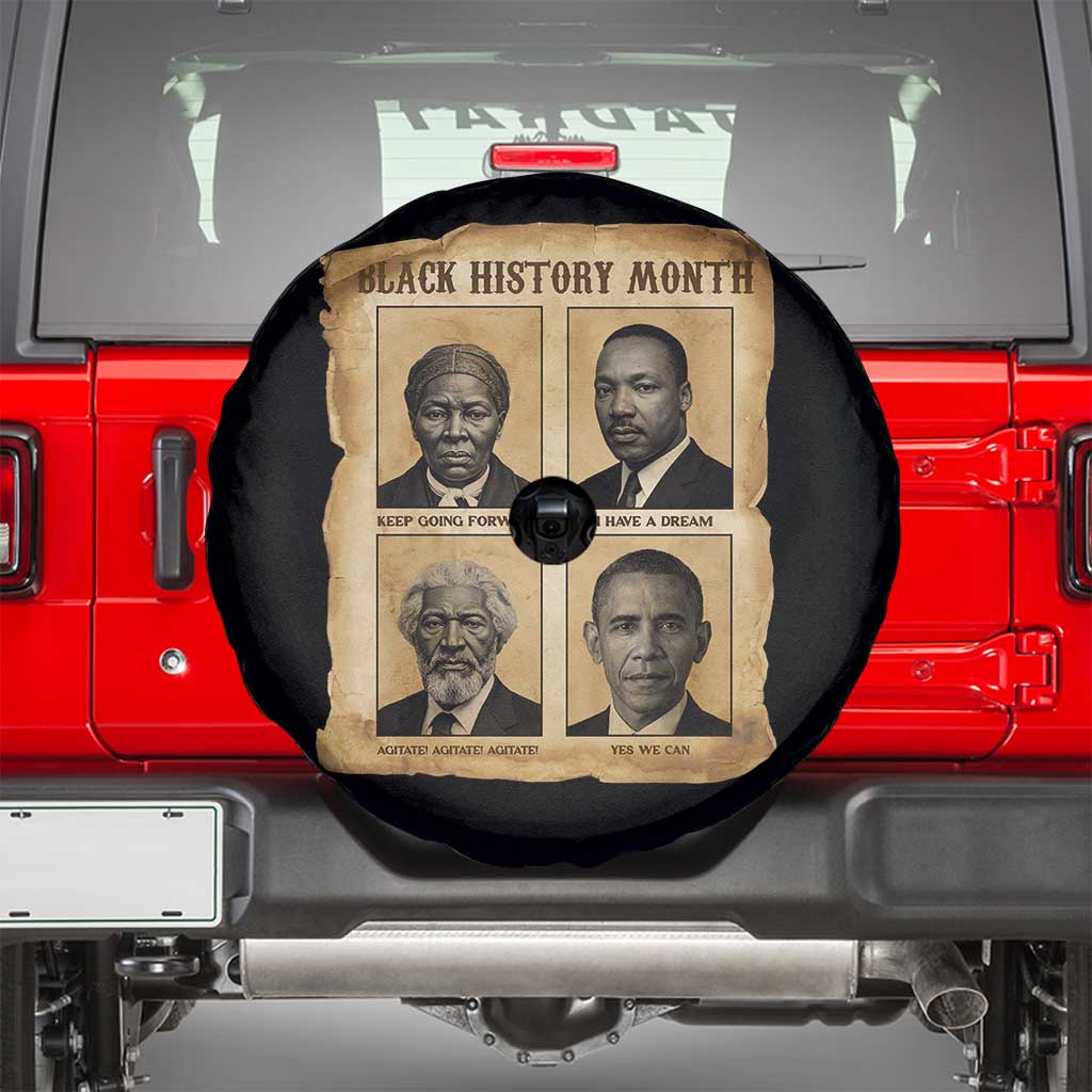 Vintage Black History Heroes Spare Tire Cover Strong Black Pride TS12 Black Print Your Wear