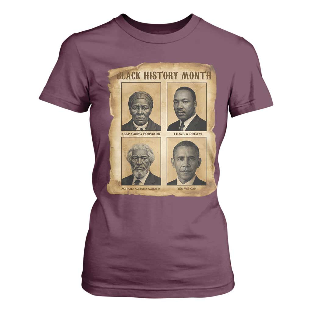 Vintage Black History Heroes T Shirt For Women Strong Black Pride TS12 Maroon Print Your Wear