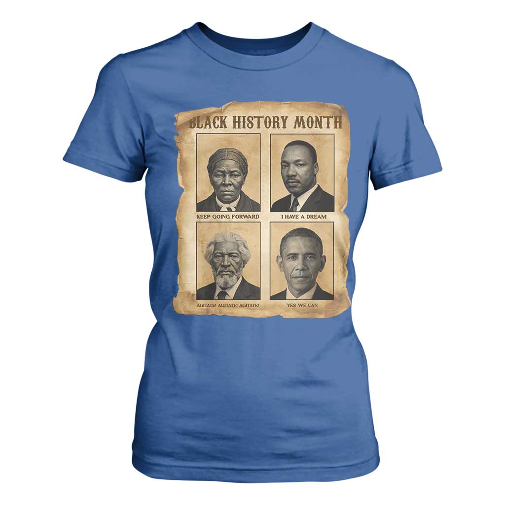 Vintage Black History Heroes T Shirt For Women Strong Black Pride TS12 Royal Blue Print Your Wear