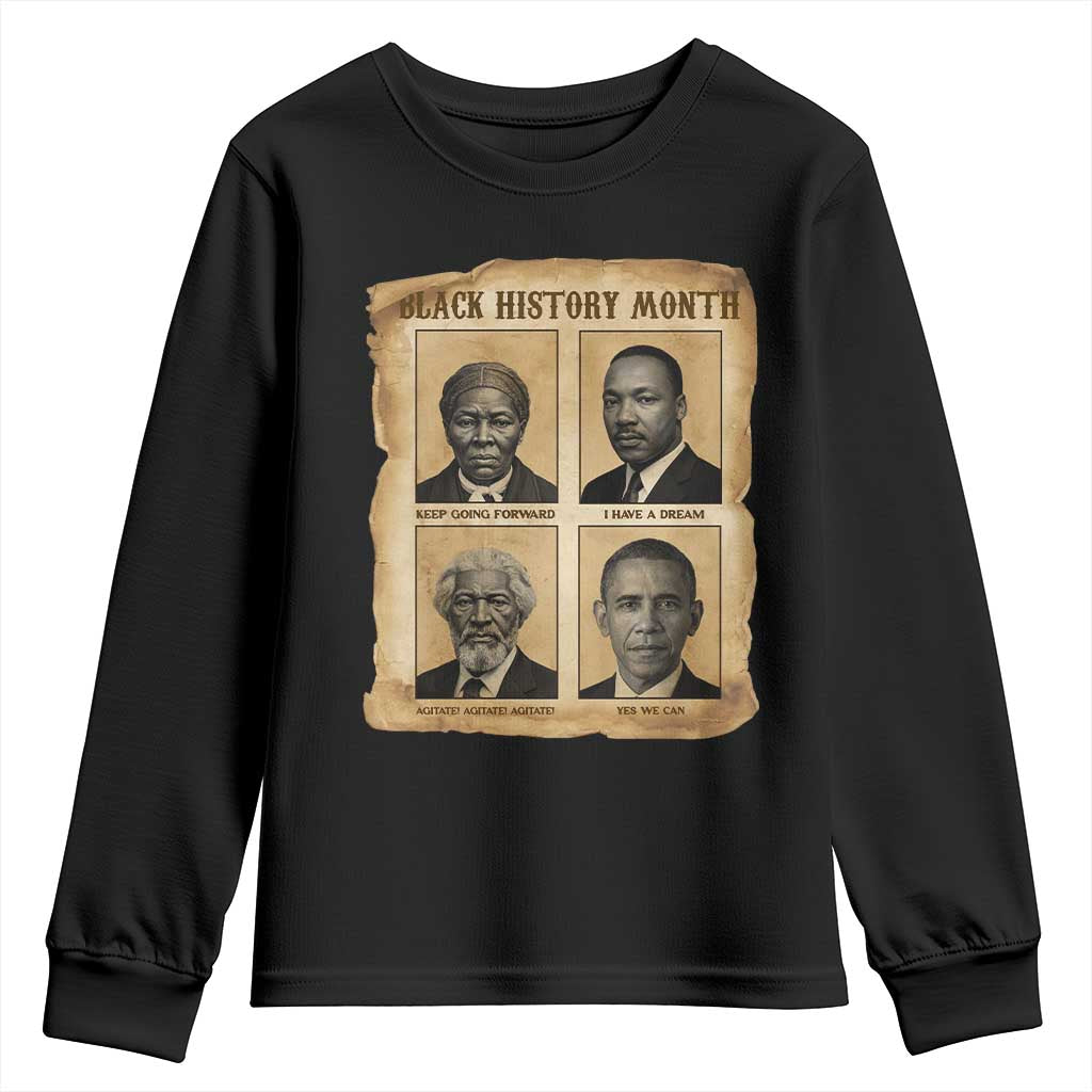 Vintage Black History Heroes Youth Sweatshirt Strong Black Pride TS12 Black Print Your Wear
