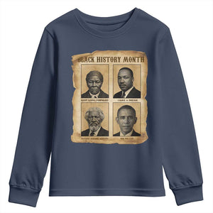 Vintage Black History Heroes Youth Sweatshirt Strong Black Pride TS12 Navy Print Your Wear