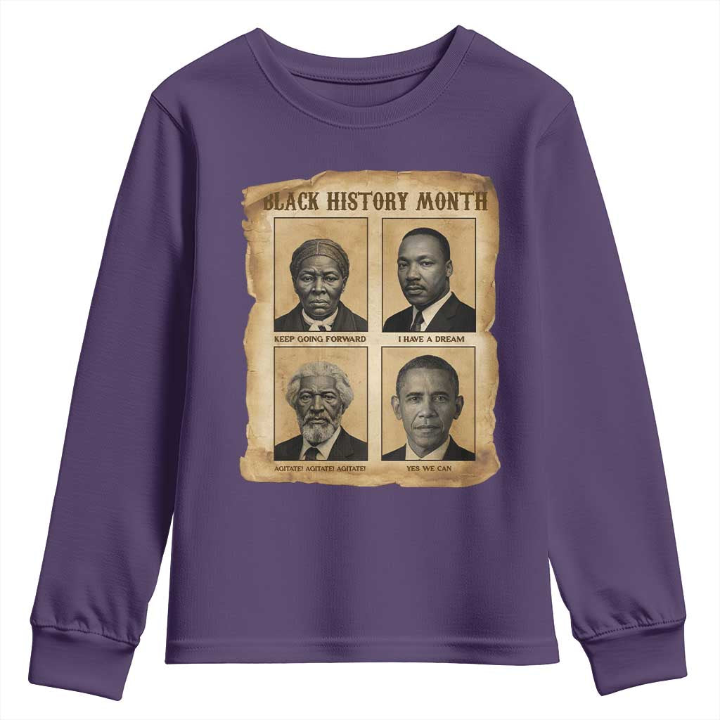 Vintage Black History Heroes Youth Sweatshirt Strong Black Pride TS12 Purple Print Your Wear