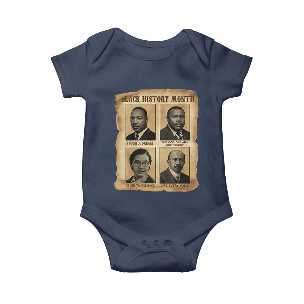 Vintage African American Heroes Baby Onesie Black Pride Inspiration TS12 Navy Print Your Wear