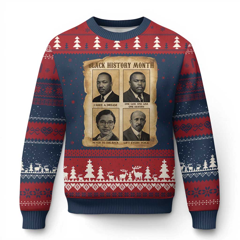 Vintage African American Heroes Ugly Christmas Sweater Black Pride Inspiration TS12 Navy Red Print Your Wear