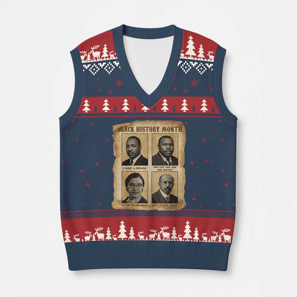 Vintage African American Heroes V-Neck Knit Sweater Vest Black Pride Inspiration TS12 Navy Red Print Your Wear