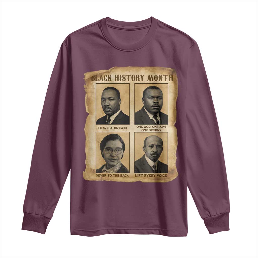 Vintage African American Heroes Long Sleeve Shirt Black Pride Inspiration TS12 Maroon Print Your Wear