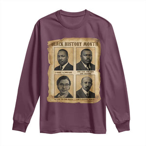 Vintage African American Heroes Long Sleeve Shirt Black Pride Inspiration TS12 Maroon Print Your Wear