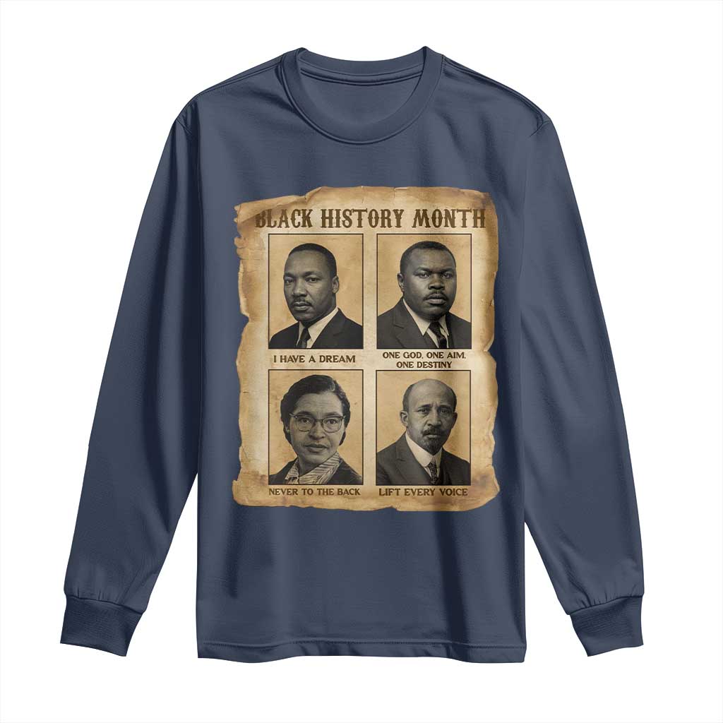 Vintage African American Heroes Long Sleeve Shirt Black Pride Inspiration TS12 Navy Print Your Wear