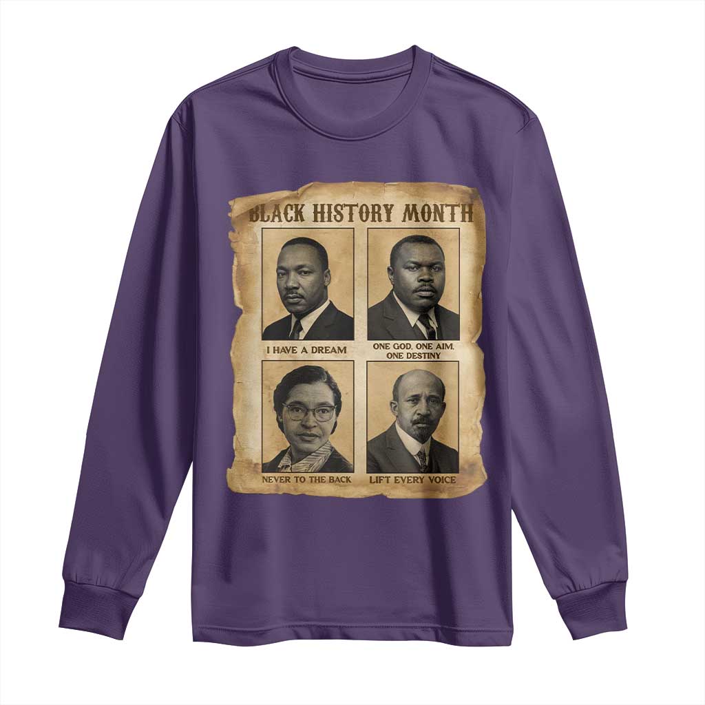 Vintage African American Heroes Long Sleeve Shirt Black Pride Inspiration TS12 Purple Print Your Wear