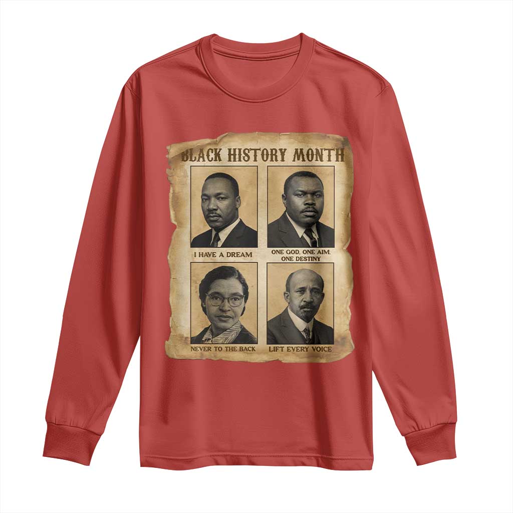 Vintage African American Heroes Long Sleeve Shirt Black Pride Inspiration TS12 Red Print Your Wear
