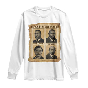 Vintage African American Heroes Long Sleeve Shirt Black Pride Inspiration TS12 White Print Your Wear