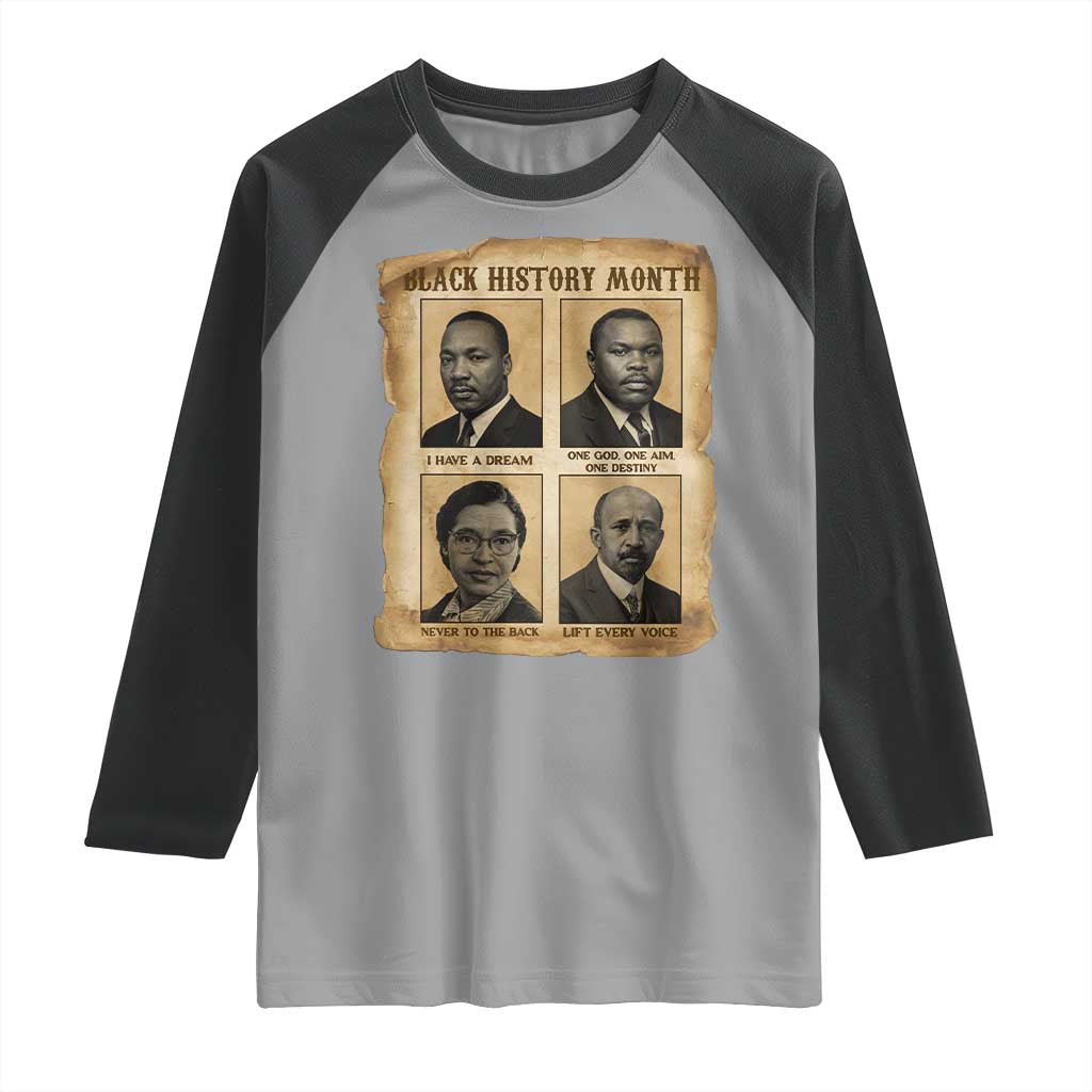 Vintage African American Heroes Raglan Shirt Black Pride Inspiration TS12 Sport Gray Black Print Your Wear