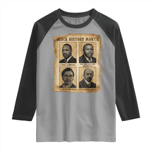 Vintage African American Heroes Raglan Shirt Black Pride Inspiration TS12 Sport Gray Black Print Your Wear