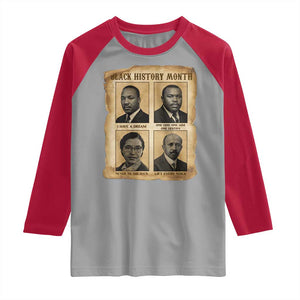 Vintage African American Heroes Raglan Shirt Black Pride Inspiration TS12 Sport Gray Red Print Your Wear