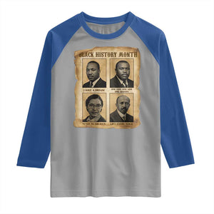 Vintage African American Heroes Raglan Shirt Black Pride Inspiration TS12 Sport Gray Royal Print Your Wear