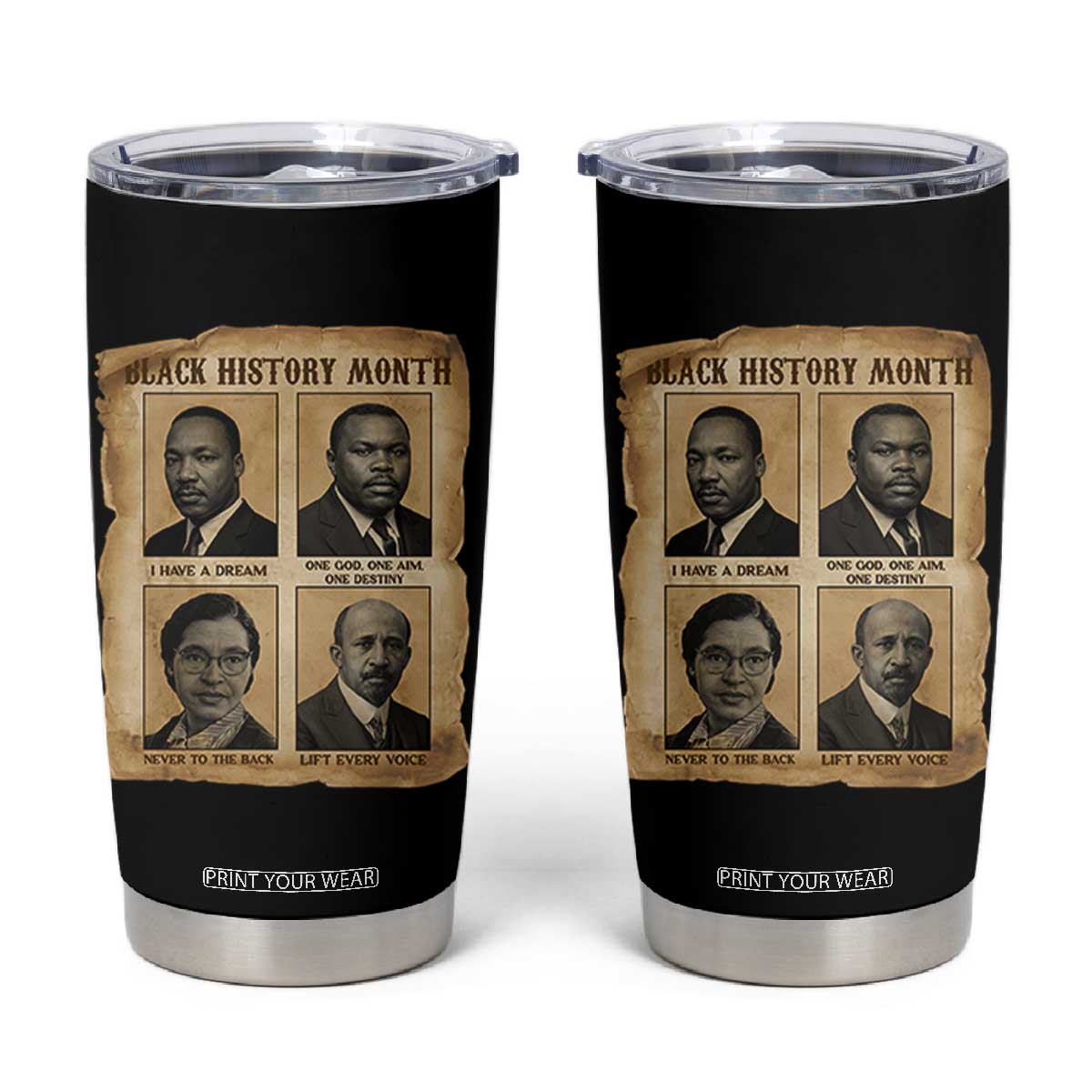 Vintage African American Heroes Tumbler Cup Black Pride Inspiration TS12 Black Print Your Wear