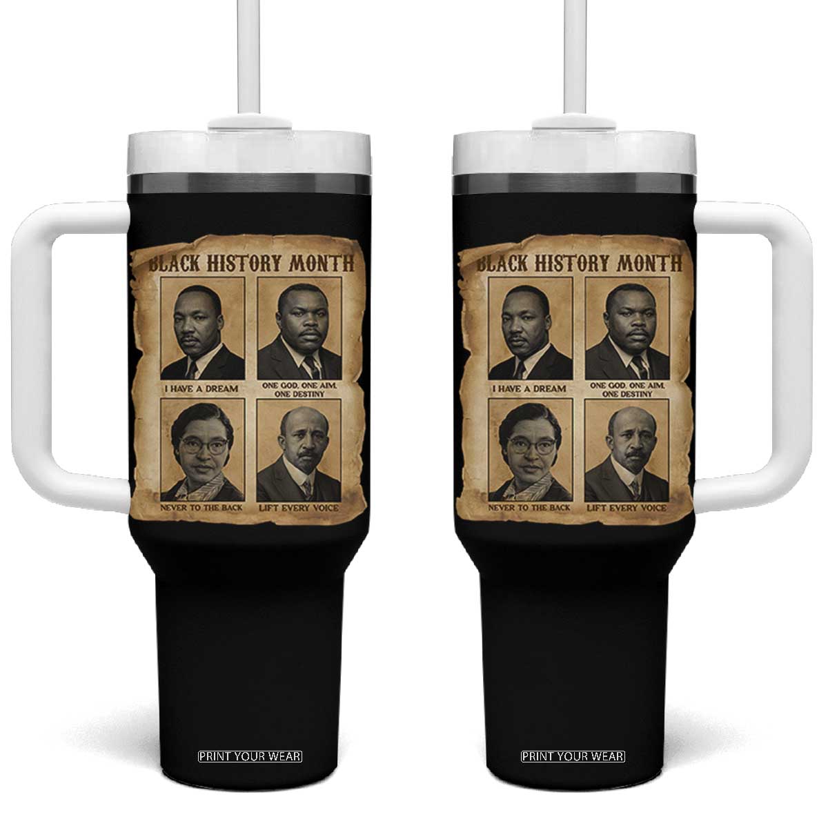 Vintage African American Heroes Tumbler With Handle Black Pride Inspiration TS12 One Size: 40 oz Black Print Your Wear