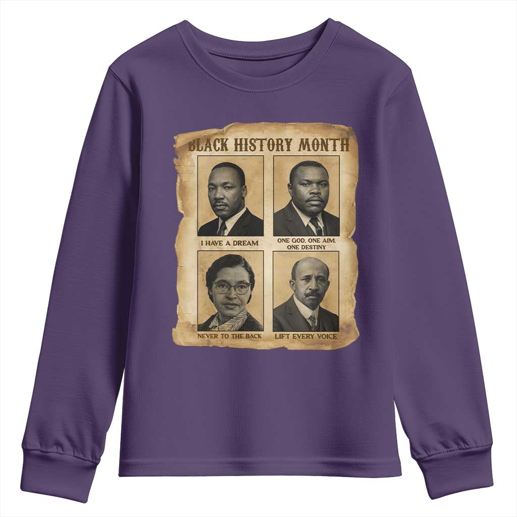 Vintage African American Heroes Youth Sweatshirt Black Pride Inspiration TS12 Purple Print Your Wear
