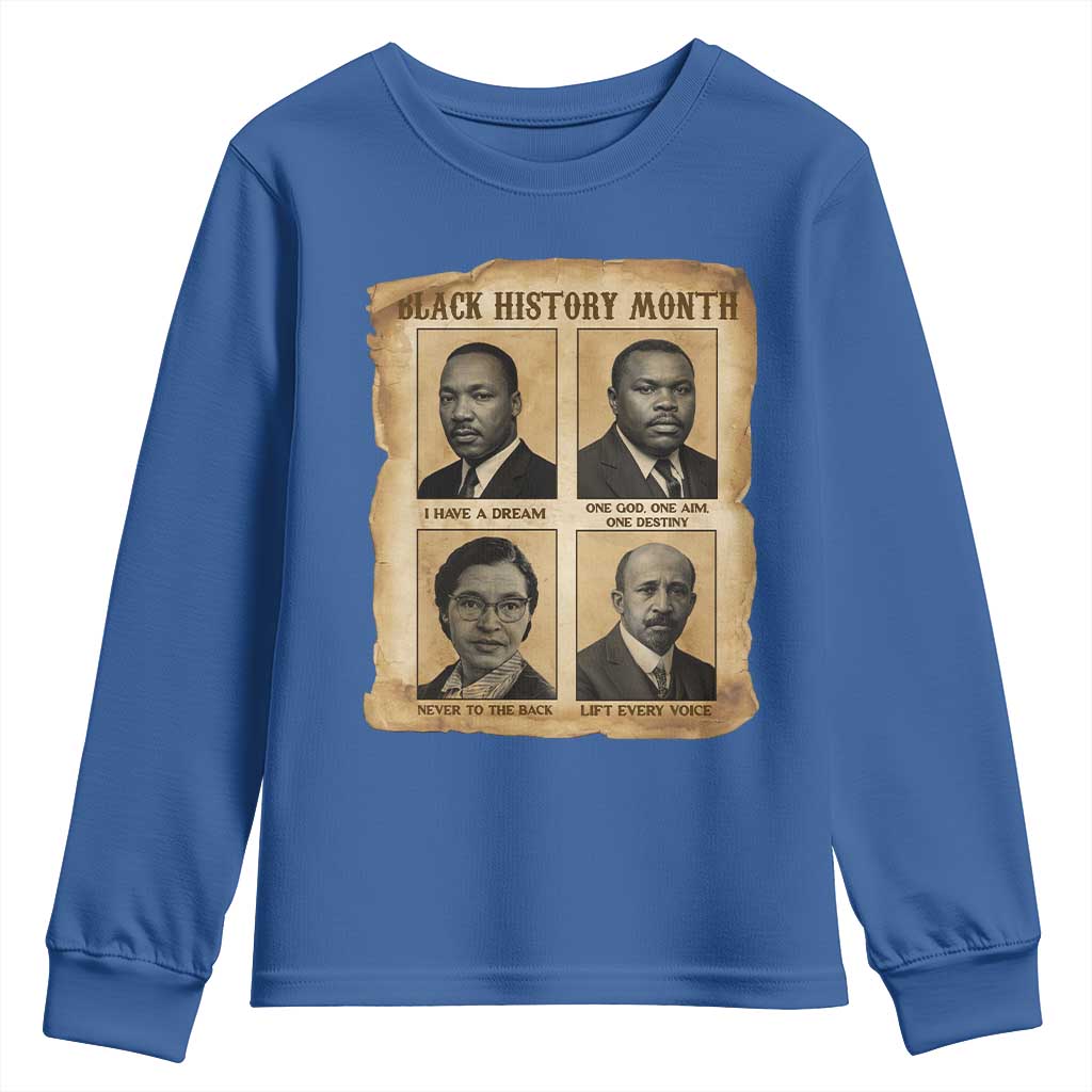 Vintage African American Heroes Youth Sweatshirt Black Pride Inspiration TS12 Royal Blue Print Your Wear