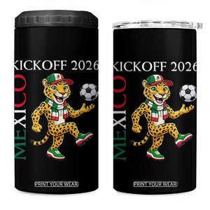 Mexico Soccer Pride Jaguar Kickoff 2026 4 in 1 Can Cooler Tumbler TS12 One Size: 16 oz Black Print Your Wear