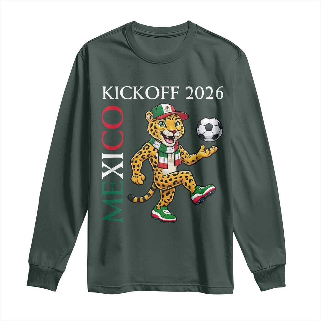 Mexico Soccer Pride Jaguar Kickoff 2026 Long Sleeve Shirt TS12 Dark Forest Green Print Your Wear