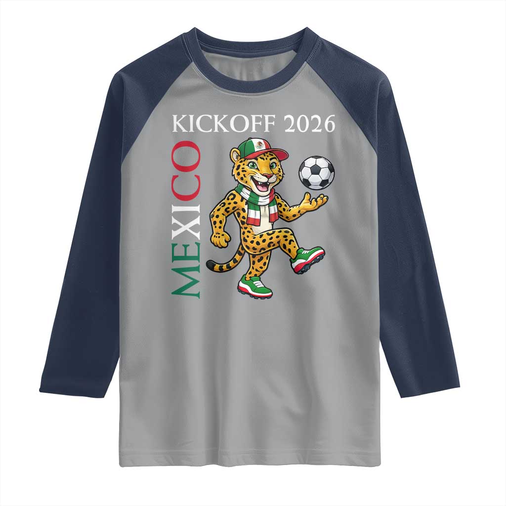 Mexico Soccer Pride Jaguar Kickoff 2026 Raglan Shirt TS12 Sport Gray Navy Print Your Wear