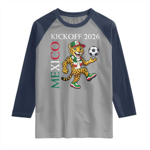 Mexico Soccer Pride Jaguar Kickoff 2026 Raglan Shirt TS12 Sport Gray Navy Print Your Wear