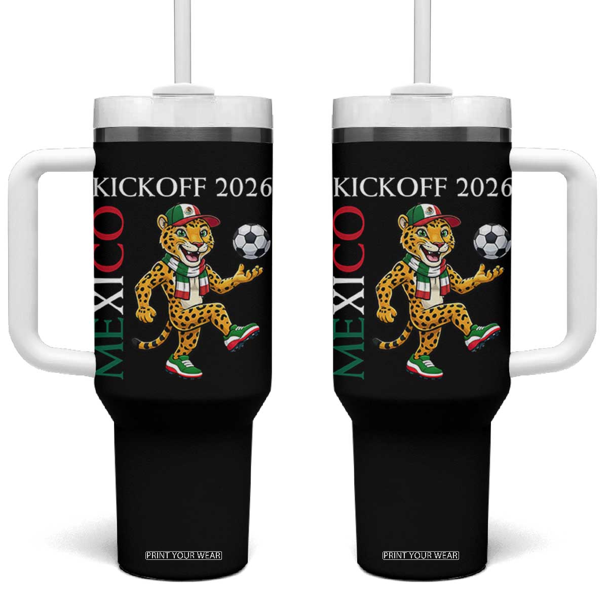 Mexico Soccer Pride Jaguar Kickoff 2026 Tumbler With Handle TS12 One Size: 40 oz Black Print Your Wear