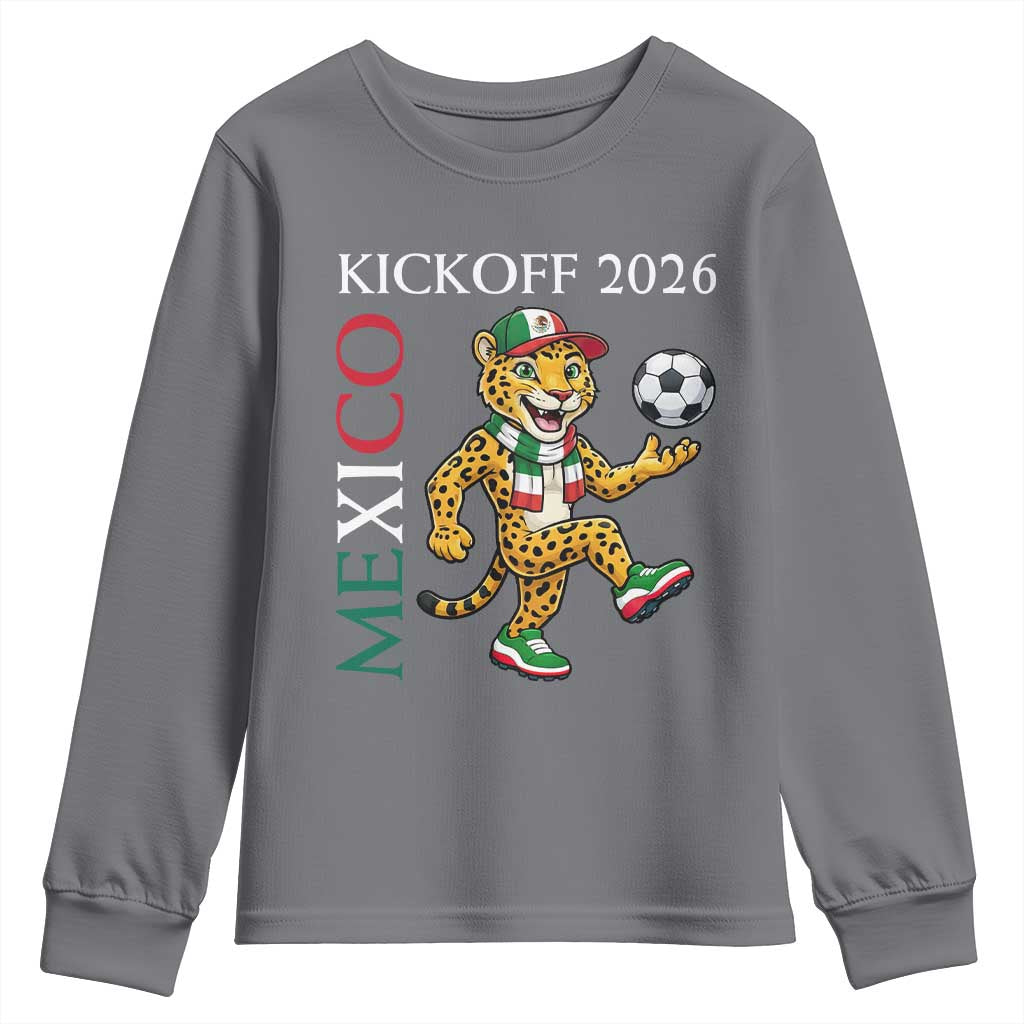 Mexico Soccer Pride Jaguar Kickoff 2026 Youth Sweatshirt TS12 Charcoal Print Your Wear