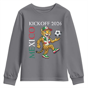 Mexico Soccer Pride Jaguar Kickoff 2026 Youth Sweatshirt TS12 Charcoal Print Your Wear