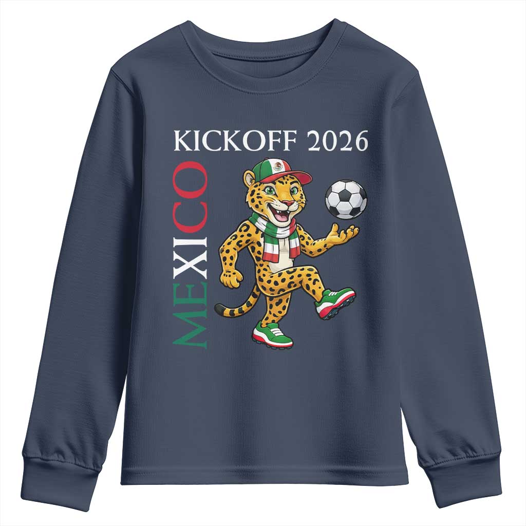 Mexico Soccer Pride Jaguar Kickoff 2026 Youth Sweatshirt TS12 Navy Print Your Wear
