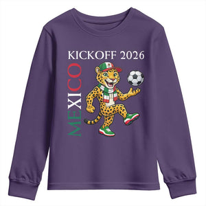Mexico Soccer Pride Jaguar Kickoff 2026 Youth Sweatshirt TS12 Purple Print Your Wear
