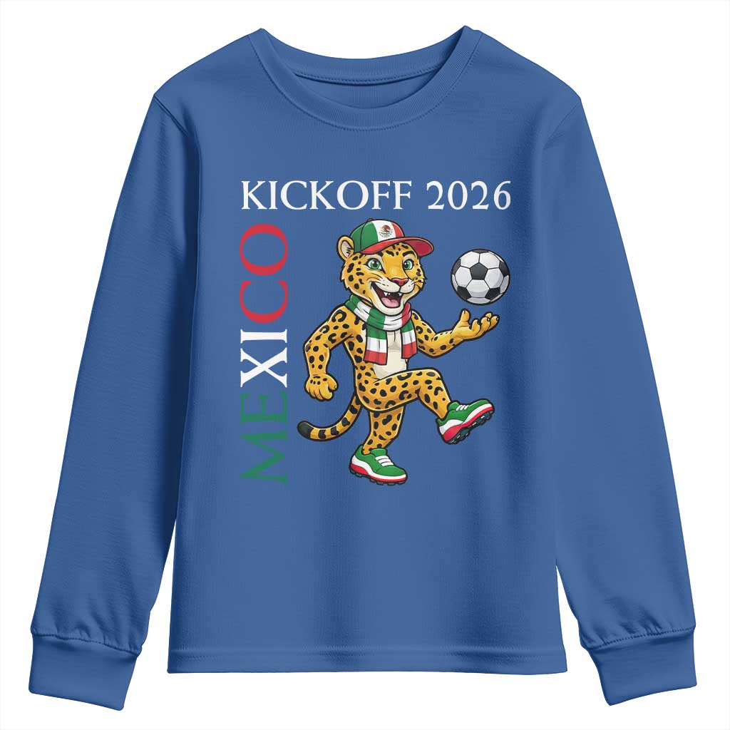 Mexico Soccer Pride Jaguar Kickoff 2026 Youth Sweatshirt TS12 Royal Blue Print Your Wear